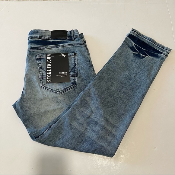 Stone Falcon Slim Fit Through Hip and Thigh Superior Stretch Man Denim Pants - Picture 1 of 7
